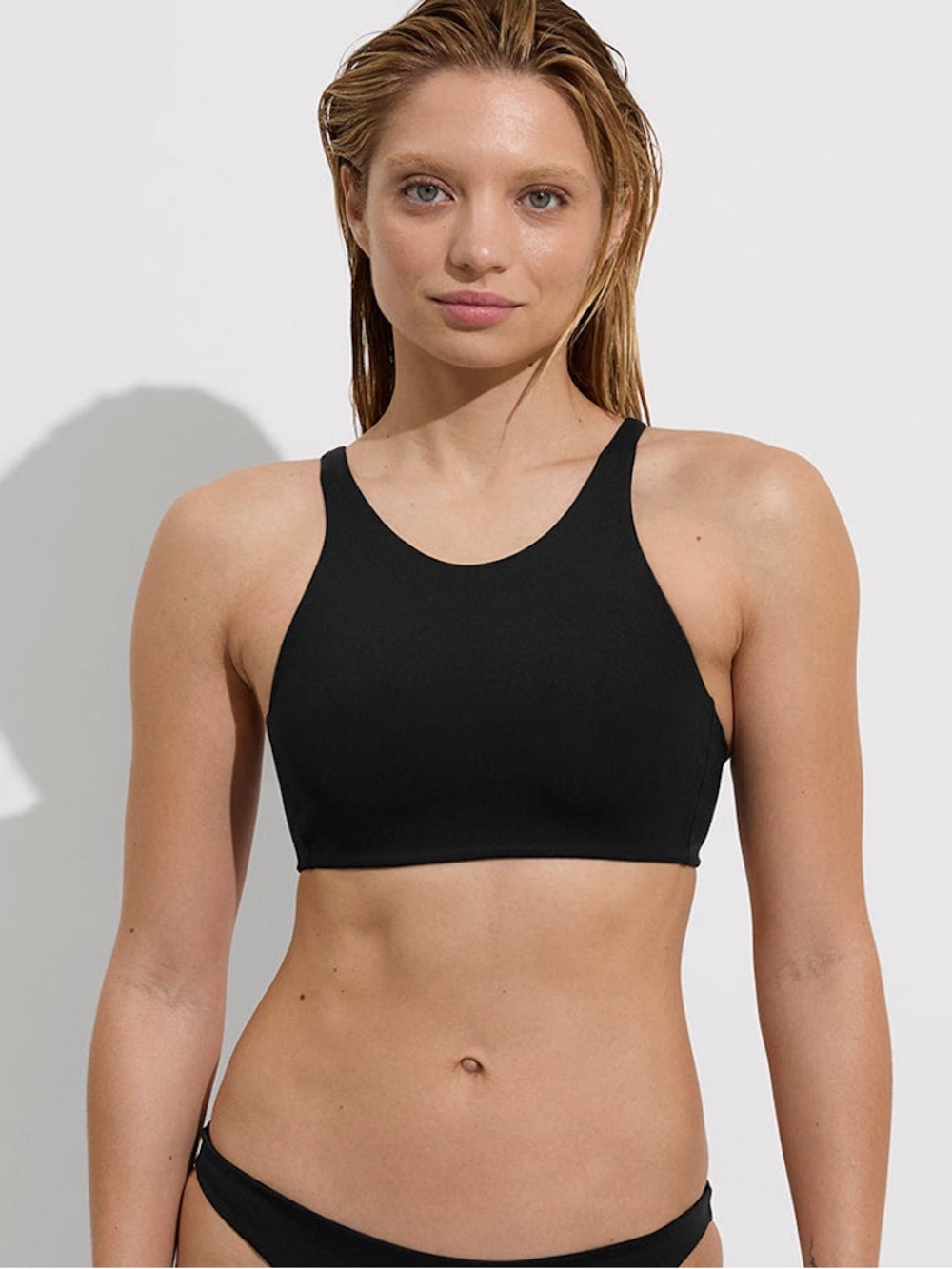 Left on Friday Black High Neck Bikini Top